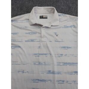 Callaway Golf Shirt Mens Large White Blue Opti Dry Performance Polo Athletic